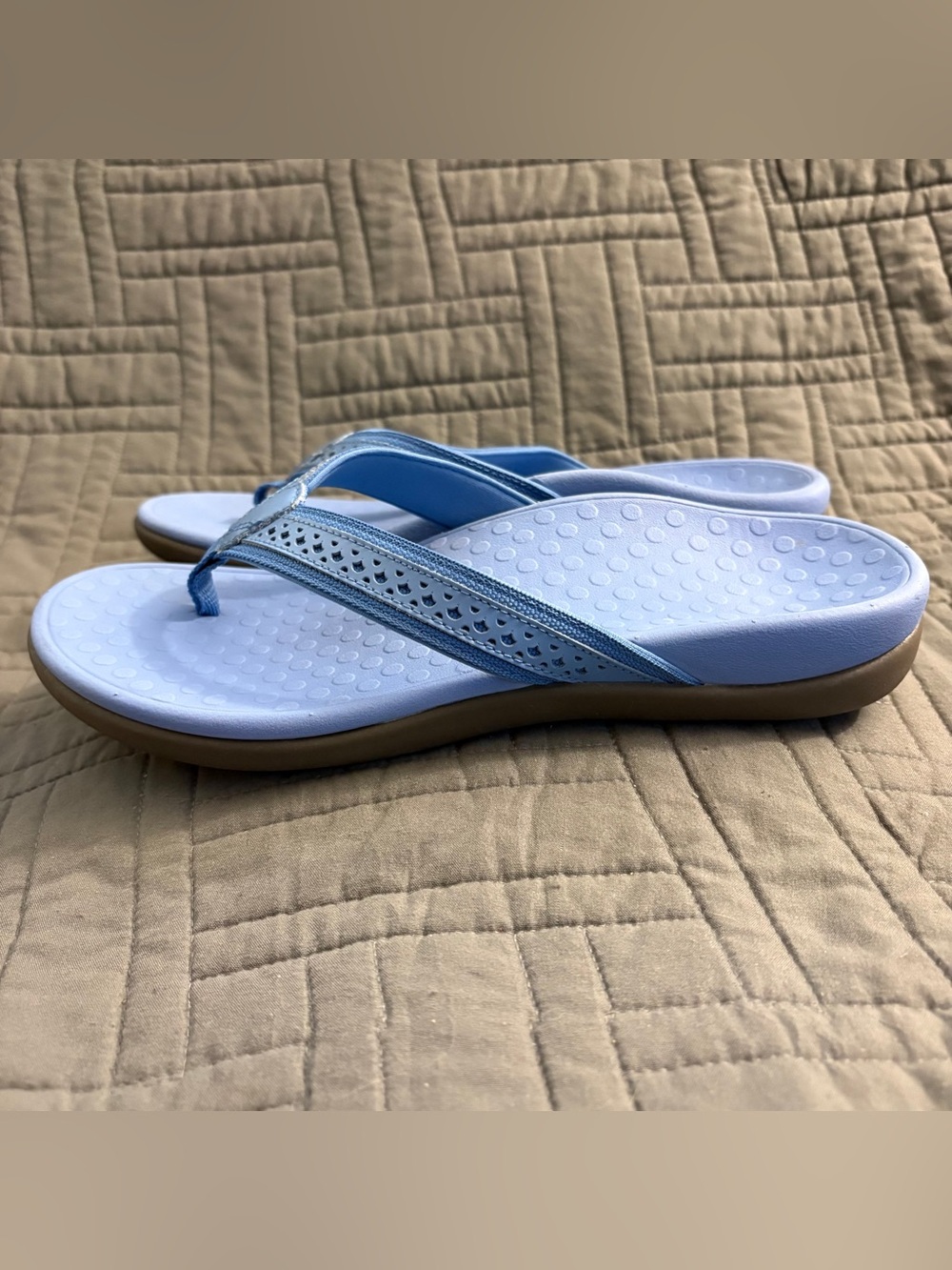Vionic Tide Sally Leather Blue Flip Flop Sandals Shoes Women US 8 Orthotic New - Picture 5 of 13